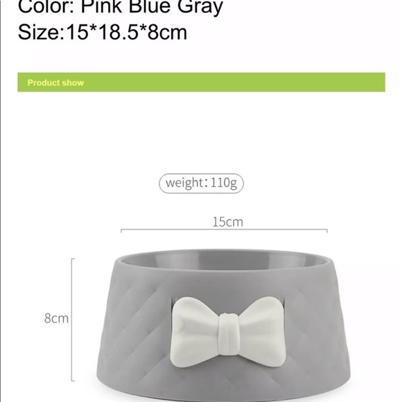 Dog bowl water food pink bow cute pet cat dish - Picture 4 of 4